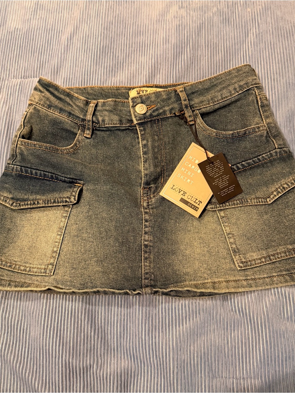 Denim Cargo Mini Skirt - size M